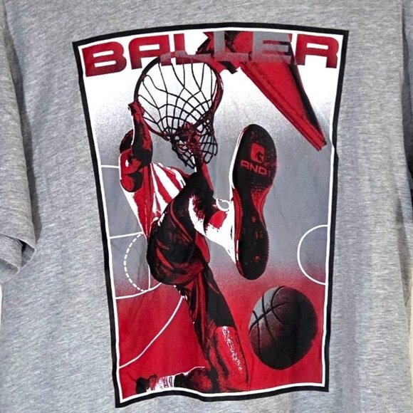 AND1 Men's Air Mail Baller Basketball Sports Gray Athletic Graphic Tee Large - Picture 3 of 7